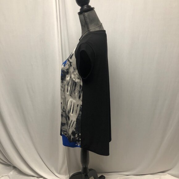 Picadilly Cap Sleeve Top Womens Size Large Partial Zip Stretchy Comfy Shirt - Picture 3 of 6